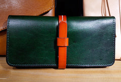 Handmade Womens leather bifold clutch Wallets long wallet clutch for women