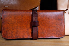Handmade Womens leather bifold clutch Wallets long wallet clutch for women - EverHandmade