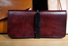 Handmade Womens leather bifold clutch Wallets long wallet clutch for women - EverHandmade