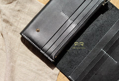 Handmade Womens leather bifold clutch Wallet long wallet clutch for women