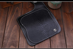 Handmade leather Long biker trucker wallet leather chain men snake skin black wallet - EverHandmade