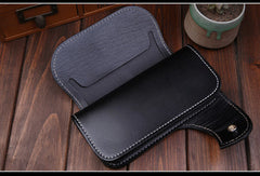 Handmade leather Long biker trucker wallet leather chain men snake skin black wallet - EverHandmade