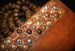 Handmade long wallet leather men rivet clutch vintage wallet for men
