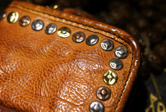 Handmade long wallet leather men rivet vintage clutch wallet for men