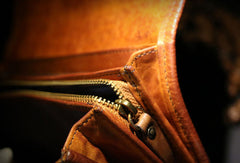 Handmade long wallet leather men rivet clutch vintage wallet for men