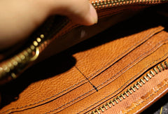 Handmade long wallet leather men rivet vintage clutch wallet for men
