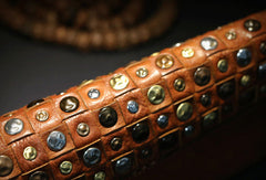 Handmade long wallet leather men rivet clutch vintage wallet for men