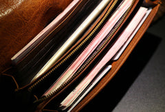 Handmade long wallet leather men rivet clutch vintage wallet for men