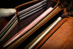 Handmade long wallet leather men rivet clutch vintage wallet for men