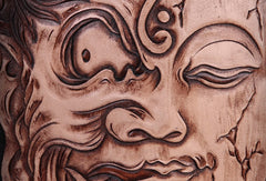 Handmade leather clutch long wallet leather men Buddha black tooled wallet
