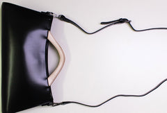 Handmade Leather Long handbag shoulder bag black for women leather crossbody bag