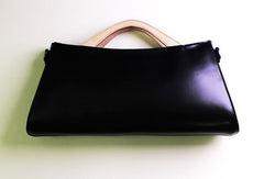 Handmade Leather Long handbag shoulder bag black for women leather crossbody bag