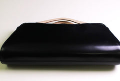 Handmade Leather Long handbag shoulder bag black for women leather crossbody bag