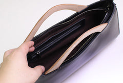 Handmade Leather Long handbag shoulder bag black for women leather crossbody bag