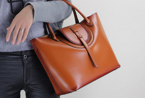 Leather handbag shoulder bag brown black Gray Red for women leather crossbody bag - EverHandmade