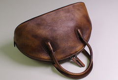 Handmade Leather handbag shoulder bag brown purple for women leather crossbody bag - EverHandmade