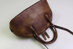 Handmade Leather handbag shoulder bag brown purple for women leather crossbody bag - EverHandmade