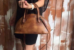 Handmade Leather handbag shoulder bag brown purple for women leather crossbody bag - EverHandmade