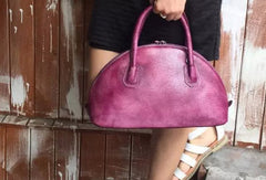 Handmade Leather handbag shoulder bag brown purple for women leather crossbody bag - EverHandmade