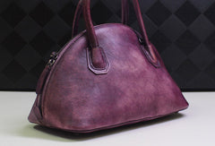 Handmade Leather handbag shoulder bag brown purple for women leather crossbody bag - EverHandmade