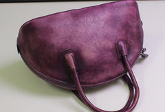Handmade Leather handbag shoulder bag brown purple for women leather crossbody bag - EverHandmade