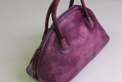Handmade Leather handbag shoulder bag brown purple for women leather crossbody bag - EverHandmade