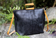 Handmade vintage handbag green black shoulder bag tote bag