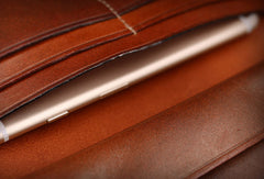 Handmade leather Long biker trucker wallet leather chain men vintage caramel wallet - EverHandmade