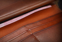 Handmade leather Long biker trucker wallet leather chain men vintage caramel wallet - EverHandmade