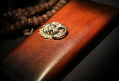 Handmade long wallet leather men Caramel clutch vintage wallet for men - EverHandmade