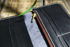 Handmade leather Biker trucker long The-arhat wallet leather men Black Carved Tooled wallet - EverHandmade