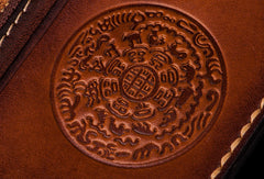 Handmade leather long clutch biker trucker chain wallet coffee brown leather men wallet - EverHandmade