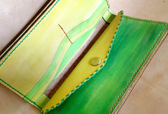 Handmade leather tooled carved wallet long wallet Gabbra men biker long wallet