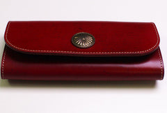 Genuine leather trifold clutch purse long wallet purse clutch zip men women - EverHandmade