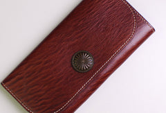 Genuine leather trifold clutch purse long wallet purse clutch zip men women - EverHandmade