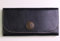Genuine leather trifold clutch purse long wallet purse clutch zip men women - EverHandmade