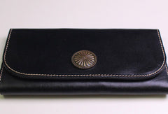 Genuine leather trifold clutch purse long wallet purse clutch zip men women - EverHandmade