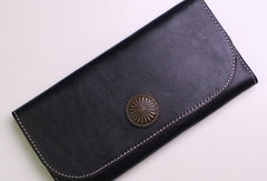 Genuine leather trifold clutch purse long wallet purse clutch zip men women - EverHandmade