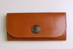 Genuine leather trifold clutch purse long wallet purse clutch zip men women - EverHandmade