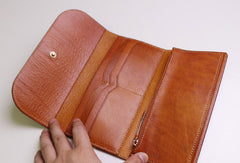 Genuine leather trifold clutch purse long wallet purse clutch zip men women - EverHandmade