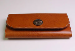 Genuine leather trifold clutch purse long wallet purse clutch zip men women - EverHandmade