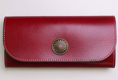Genuine leather trifold clutch purse long wallet purse clutch zip men women - EverHandmade