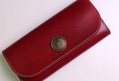 Genuine leather trifold clutch purse long wallet purse clutch zip men women - EverHandmade
