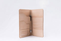 Handmade women long leather passport wallet beige vintage brown black green - EverHandmade