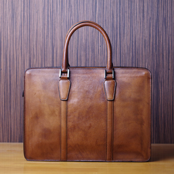Handmade leather men vintage Briefcase messenger large vintage shoulder laptop bag vintage bag - EverHandmade
