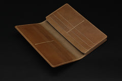 Handmade leather men wallet Hobbit carved leather custom long wallet w/card ID holder for men - EverHandmade