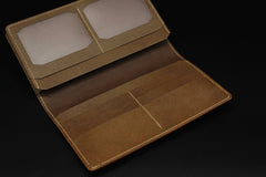 Handmade leather men wallet Hobbit carved leather custom long wallet w/card ID holder for men - EverHandmade