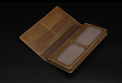Handmade leather men wallet Hobbit carved leather custom long wallet w/card ID holder for men - EverHandmade
