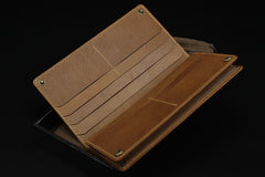Handmade leather men wallet Hobbit carved leather custom long wallet w/card ID holder for men - EverHandmade