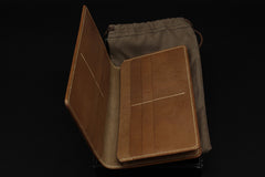 Handmade leather men wallet Hobbit carved leather custom long wallet w/card ID holder for men - EverHandmade